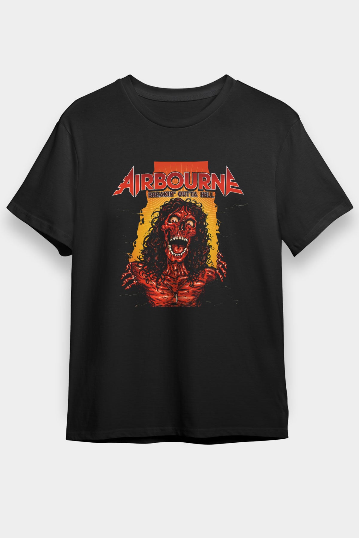 Airbourne Siyah Unisex Tişört T-Shirt - TişörtFabrikası