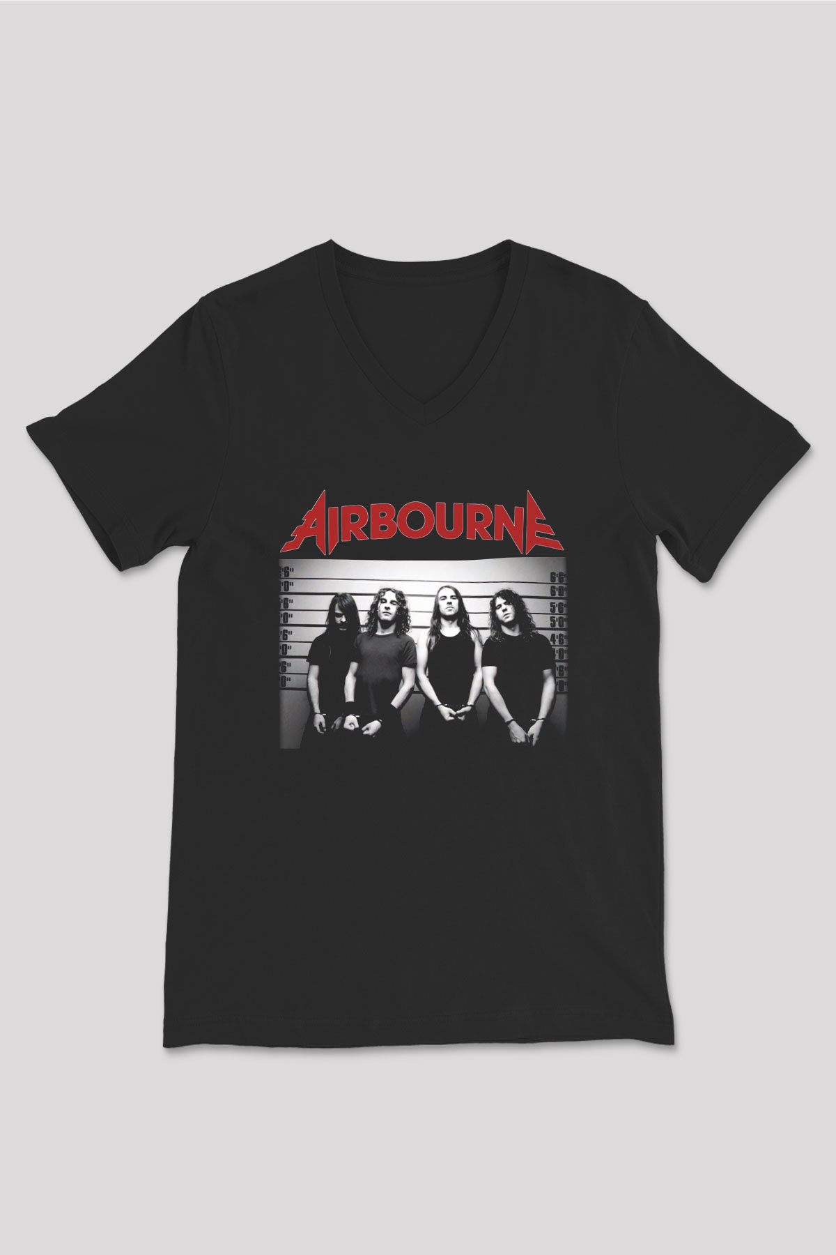 Airbourne Siyah Unisex V Yaka Tişört