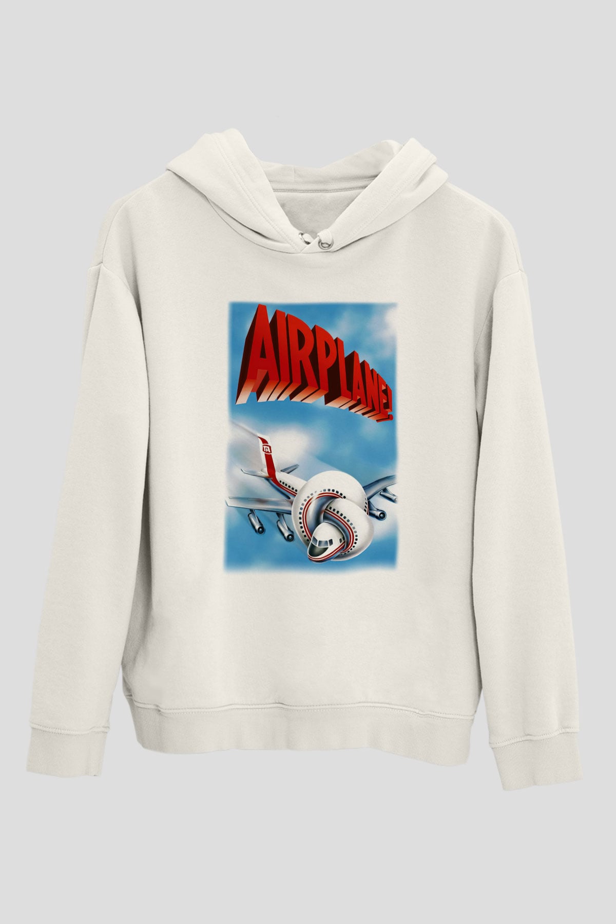 Airplane Beyaz Unisex Kapşonlu Sweatshirt