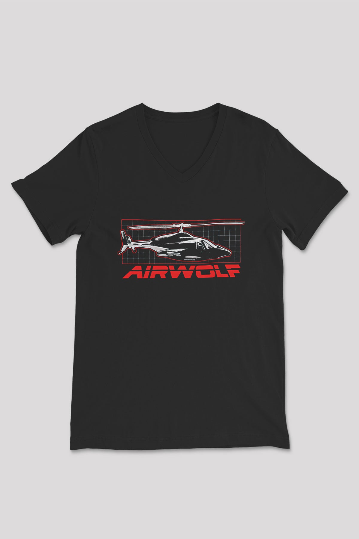 Airwolf Siyah Unisex  V Yaka Tişört