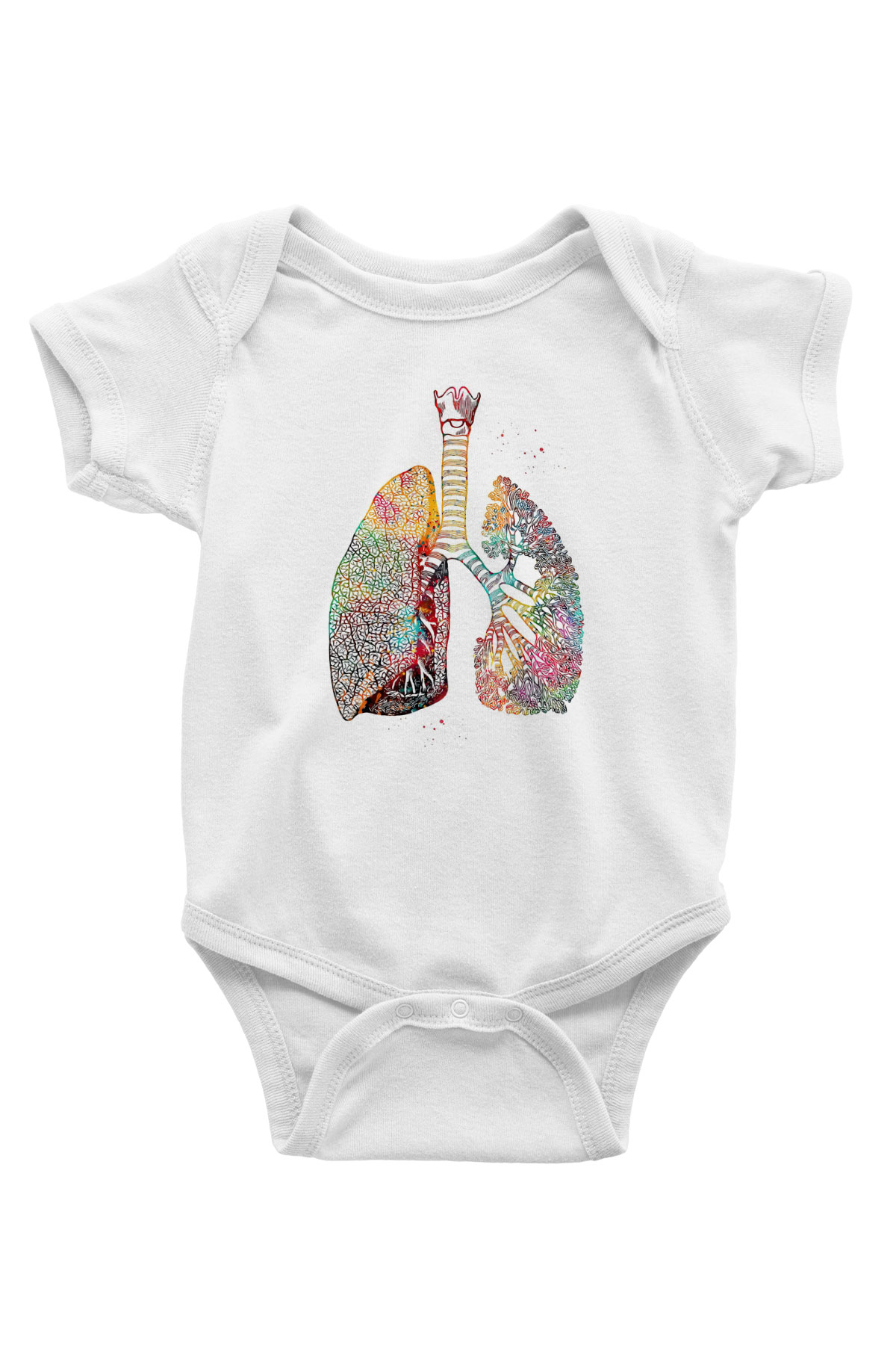 Akciğerler Renkli Baskılı Beyaz Bebek Body - Zıbın