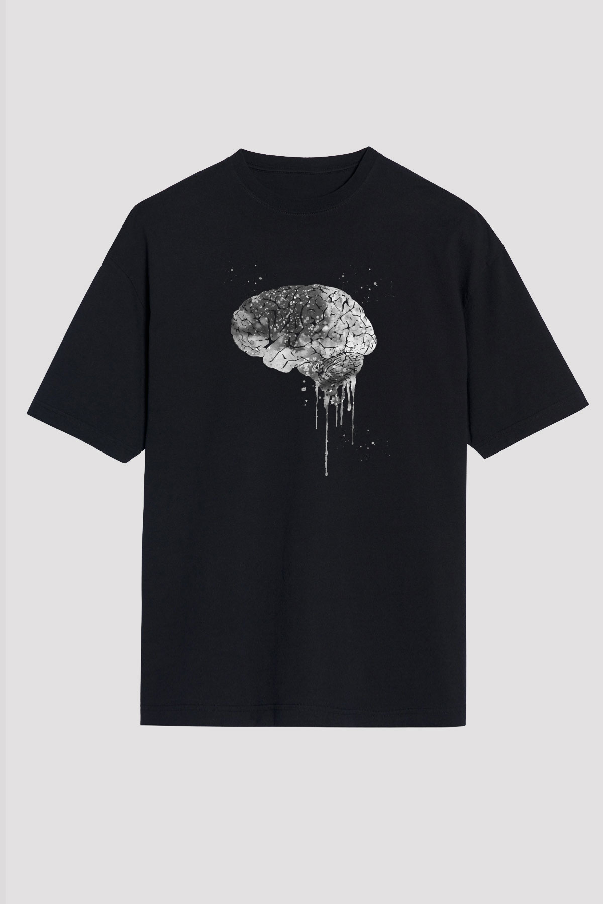 Akışkan İnsan Beyni Baskılı Unisex Oversize Tişört - Tshirt
