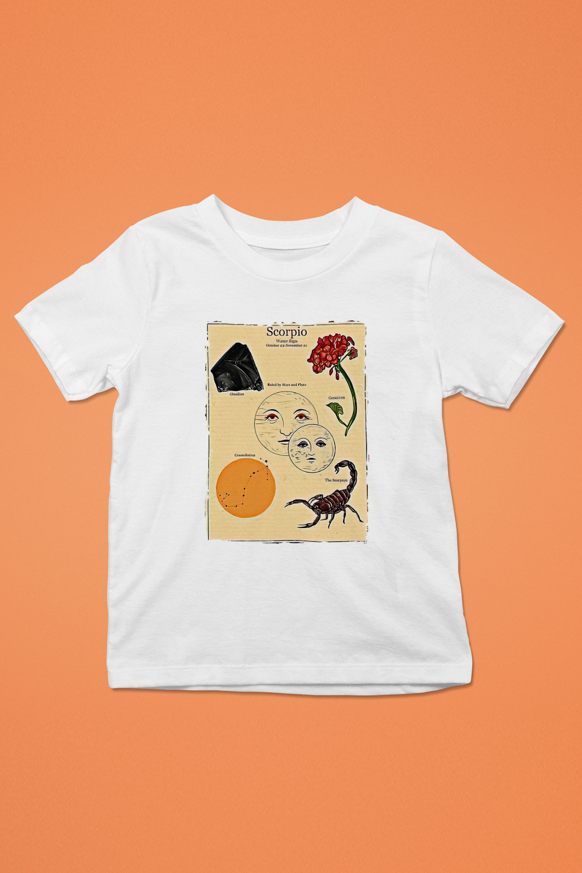Akrep Burcu Baskılı Beyaz Unisex Beyaz Çocuk Tişört - Tshirt
