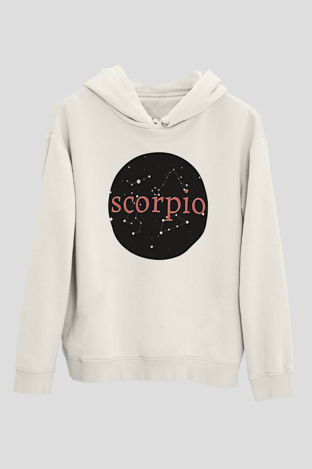 Akrep Burcu Baskılı Beyaz Unisex Hoodie