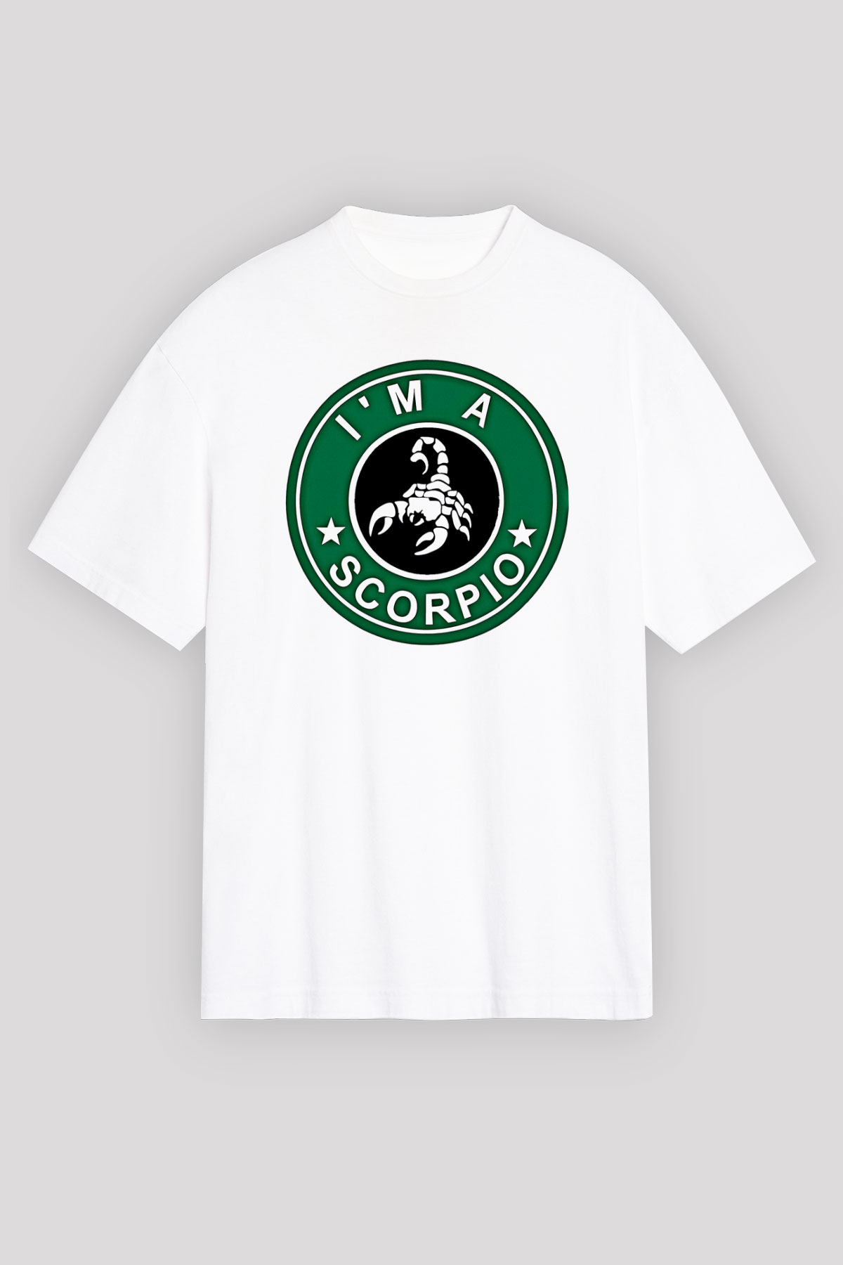 Akrep Burcu Baskılı Beyaz Unisex Oversize Tişört - Tshirt