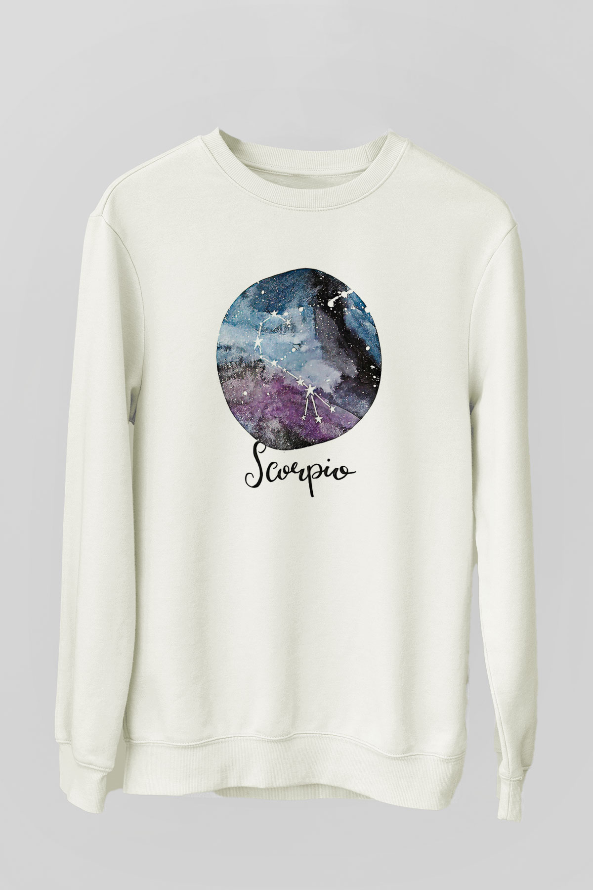 Akrep Burcu Baskılı Beyaz Unisex Sweatshirt