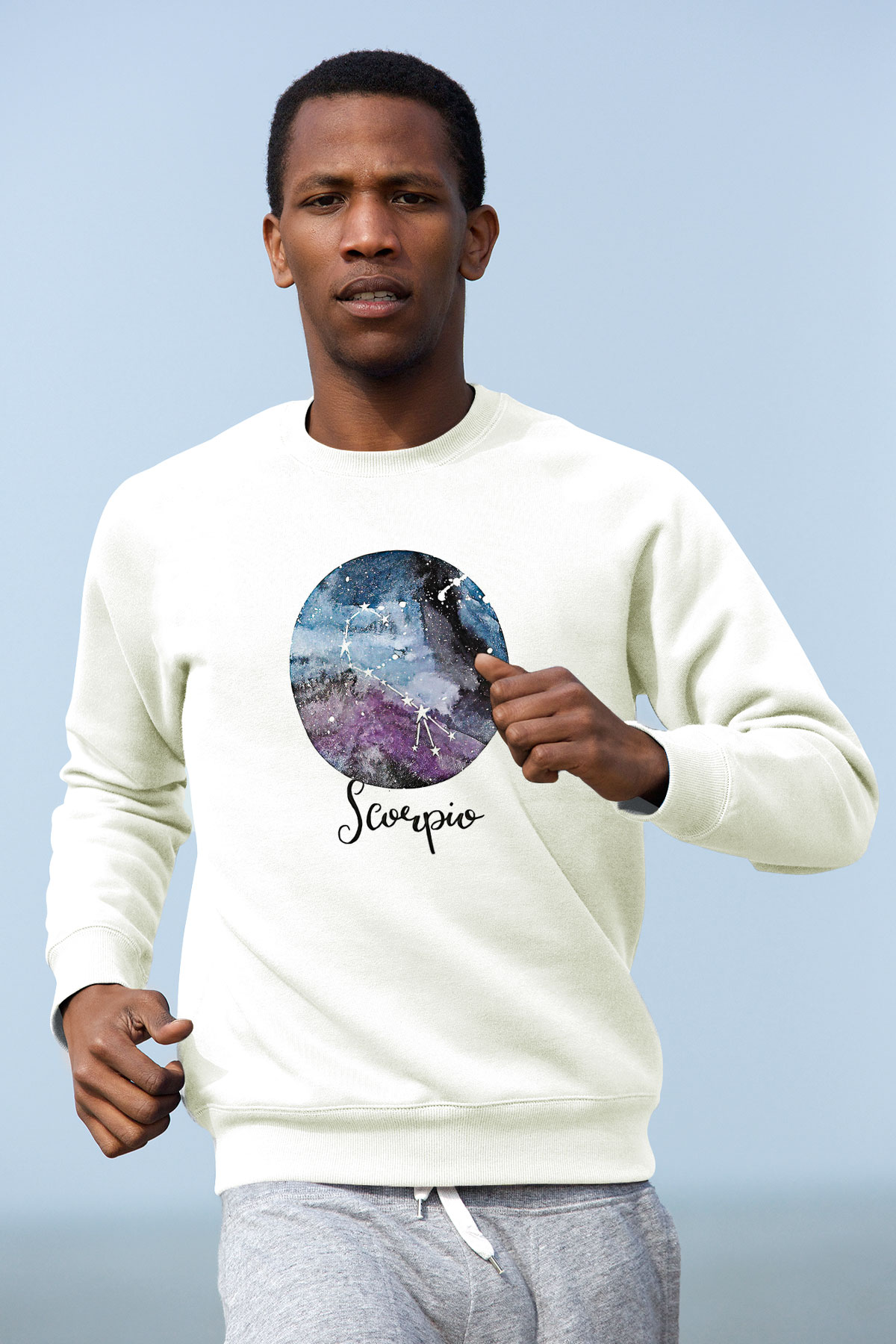 Akrep Burcu Baskılı Beyaz Unisex Sweatshirt