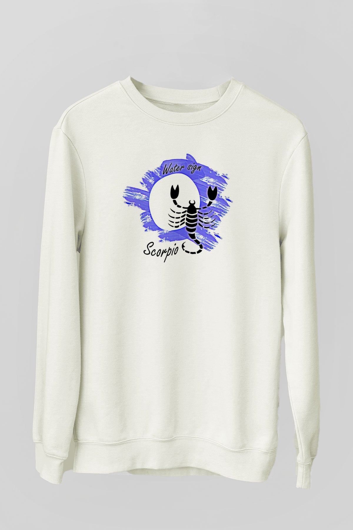 Akrep Burcu Baskılı Beyaz Unisex Sweatshirt