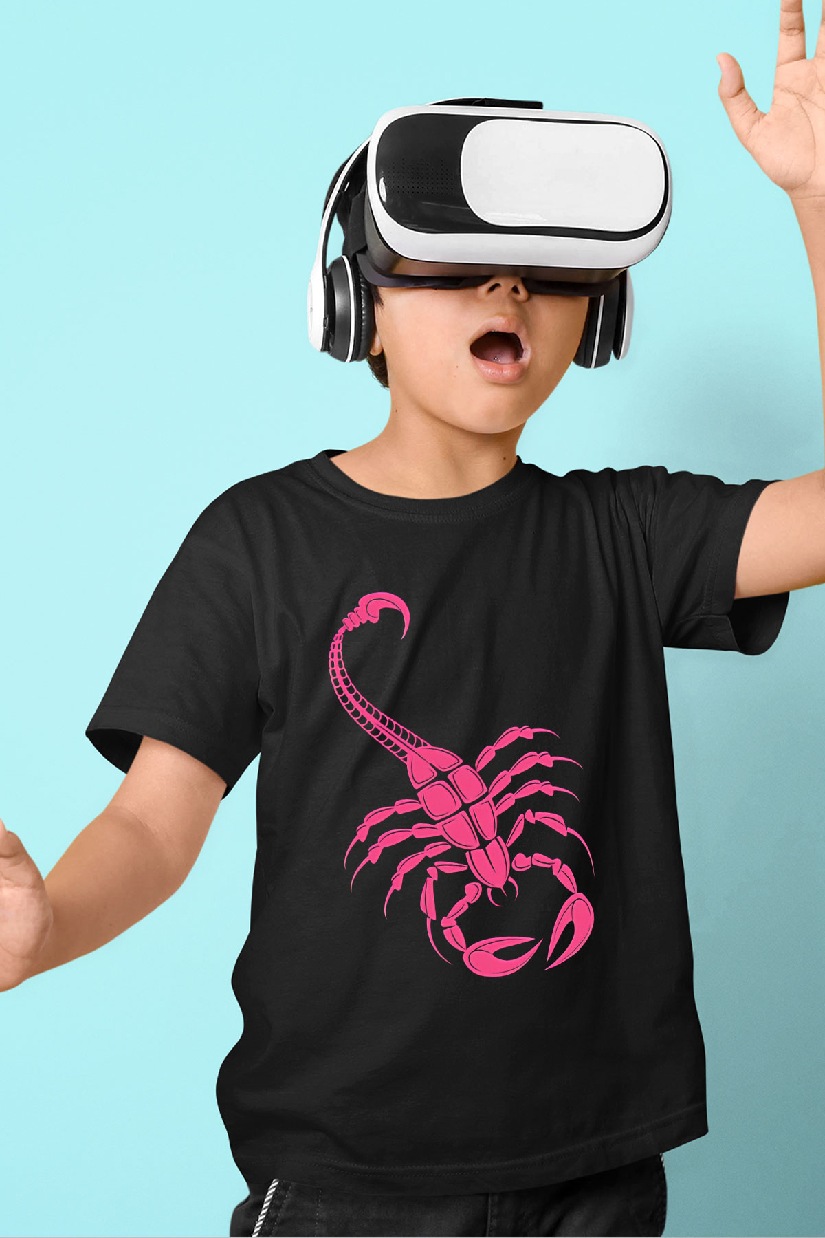 Akrep Burcu Baskılı Unisex Siyah Çocuk Tişört - Tshirt
