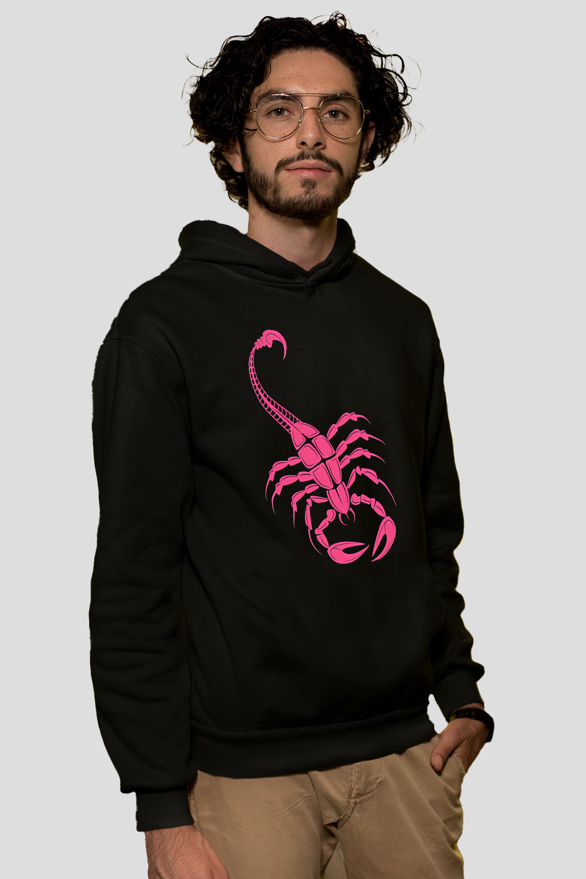 Akrep Burcu Baskılı Unisex Siyah Hoodie