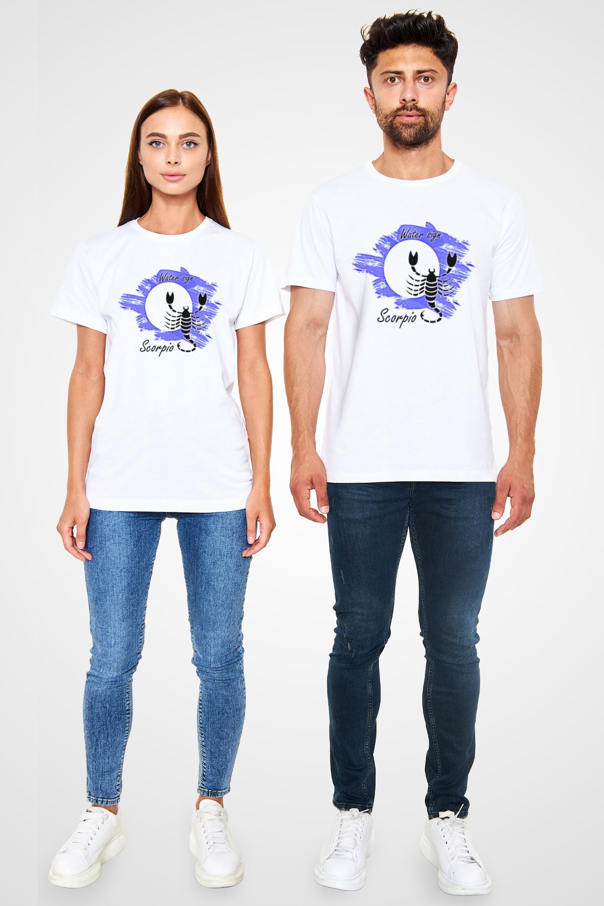 Akrep Burcu Unisex Baskılı Beyaz Tişört - Tshirt