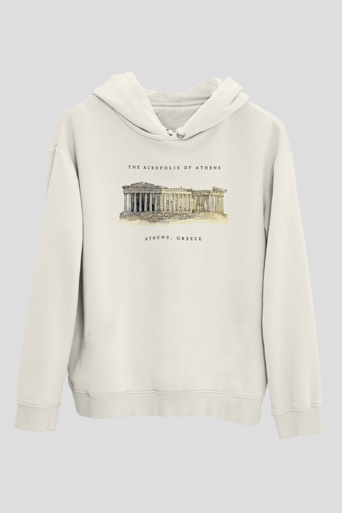 Akropolis Beyaz Unisex Hoodie