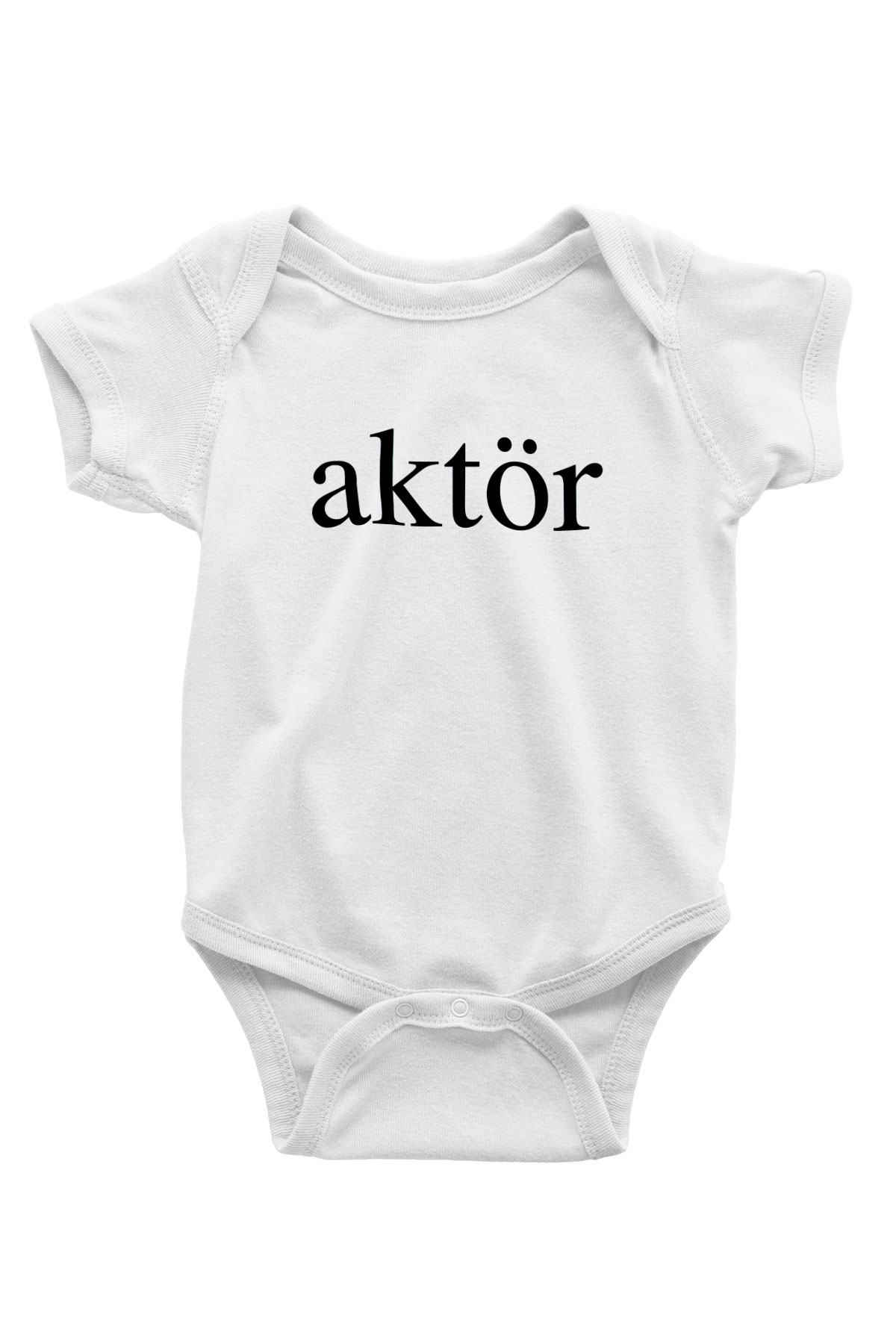 Aktör Baskılı Beyaz Unisex Bebek Body - Zıbın