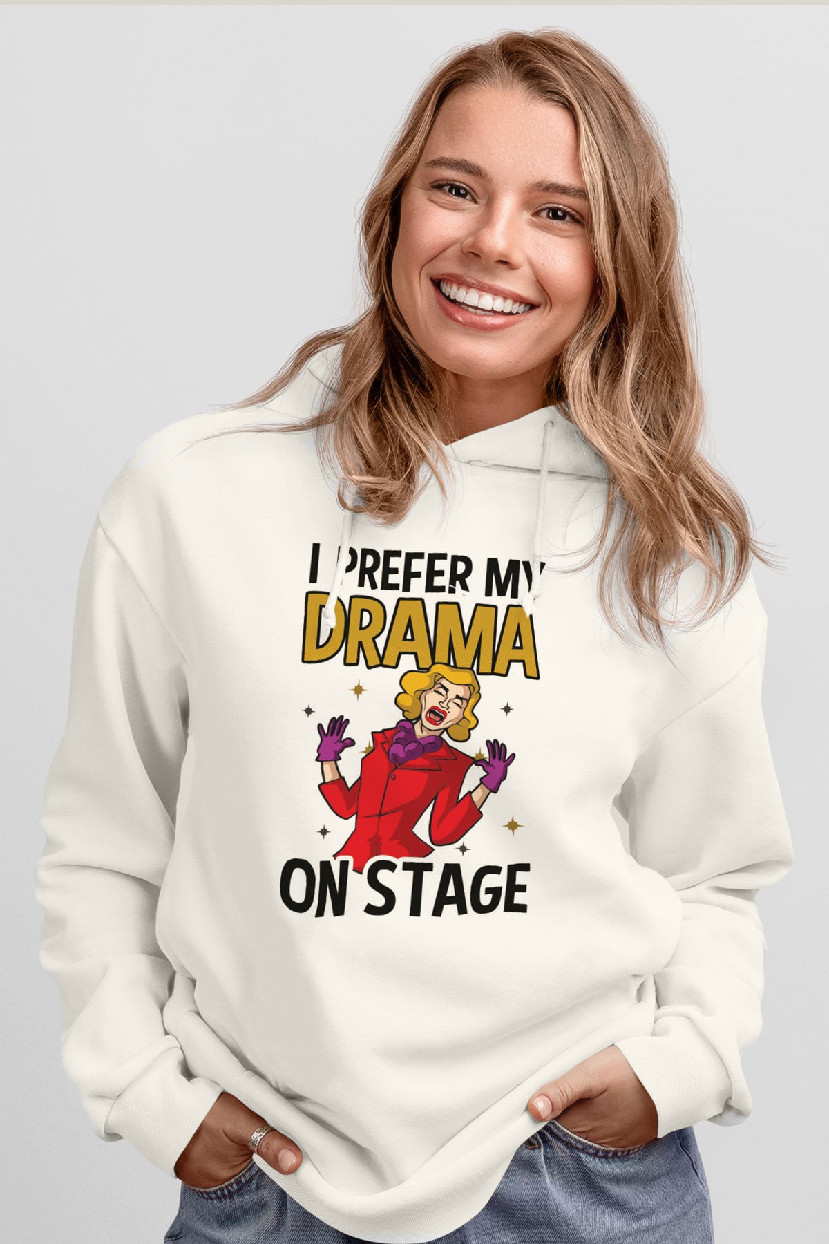 Aktör Beyaz Unisex Kapüşonlu Sweatshirt