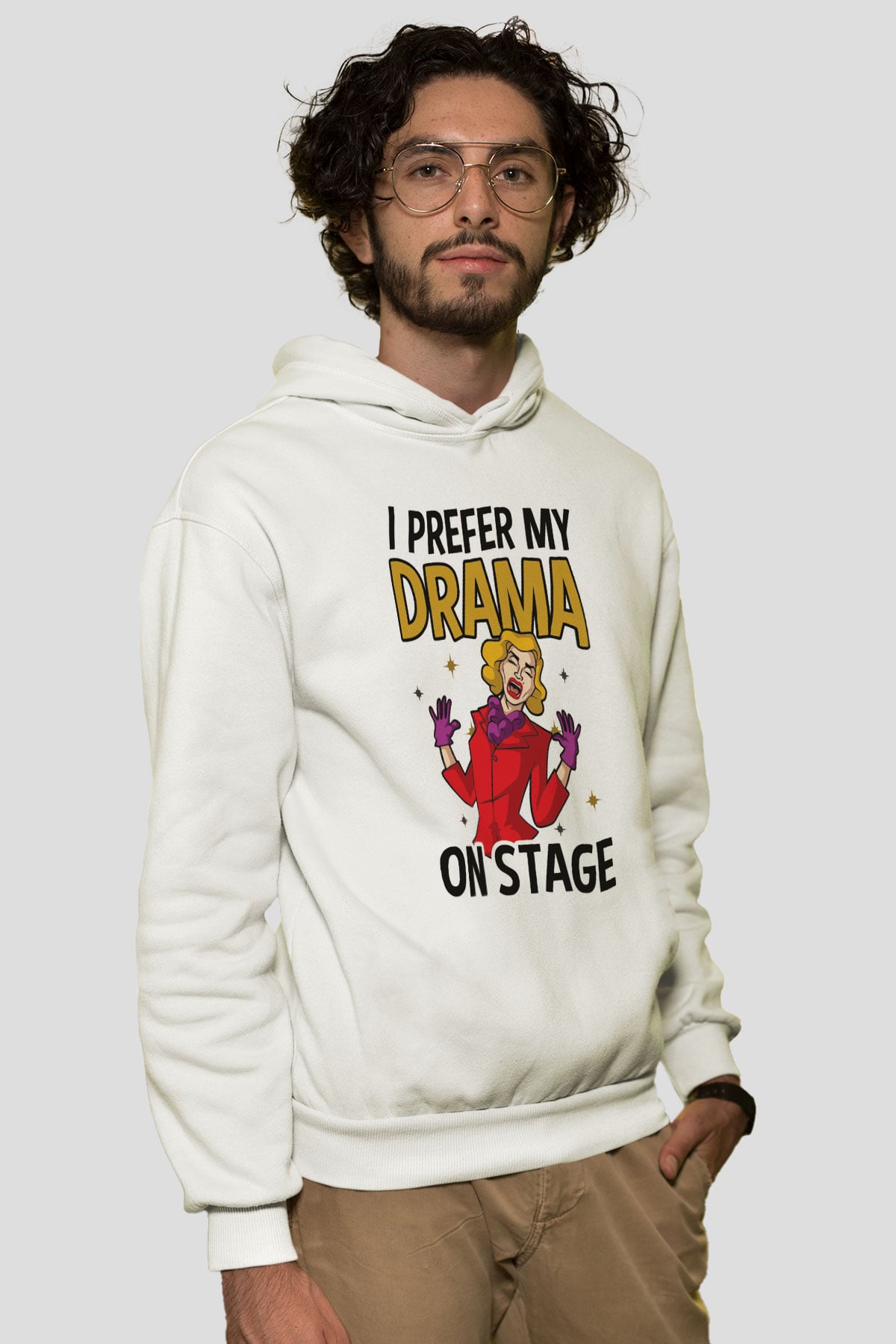 Aktör Beyaz Unisex Kapüşonlu Sweatshirt