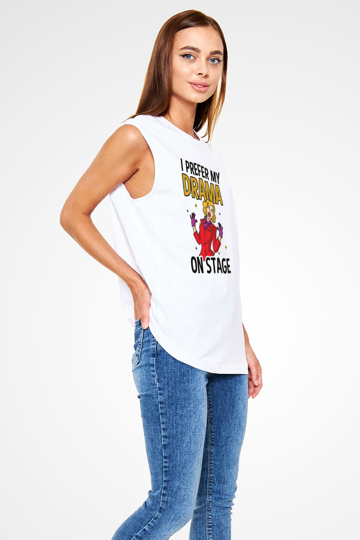 Aktör Beyaz Unisex Kolsuz Tişört