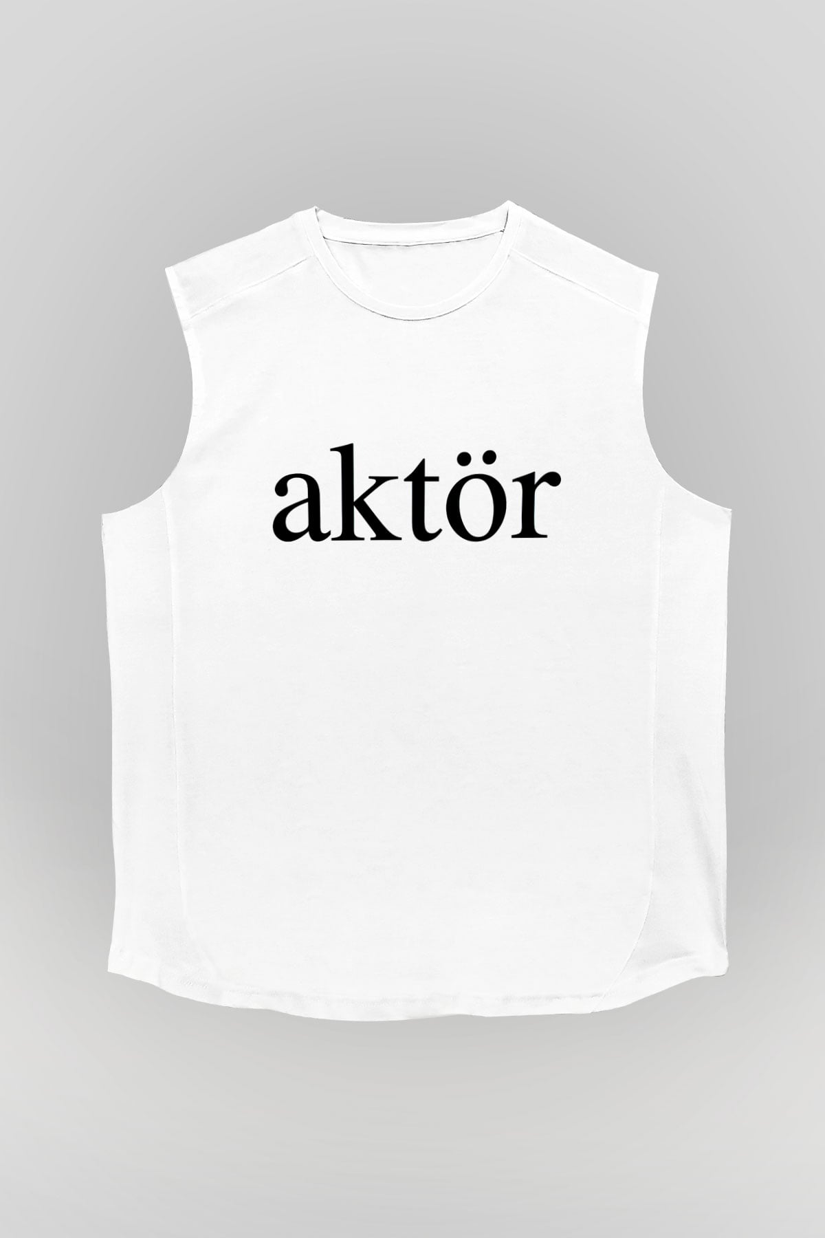 Aktör Beyaz Unisex Kolsuz Tişört
