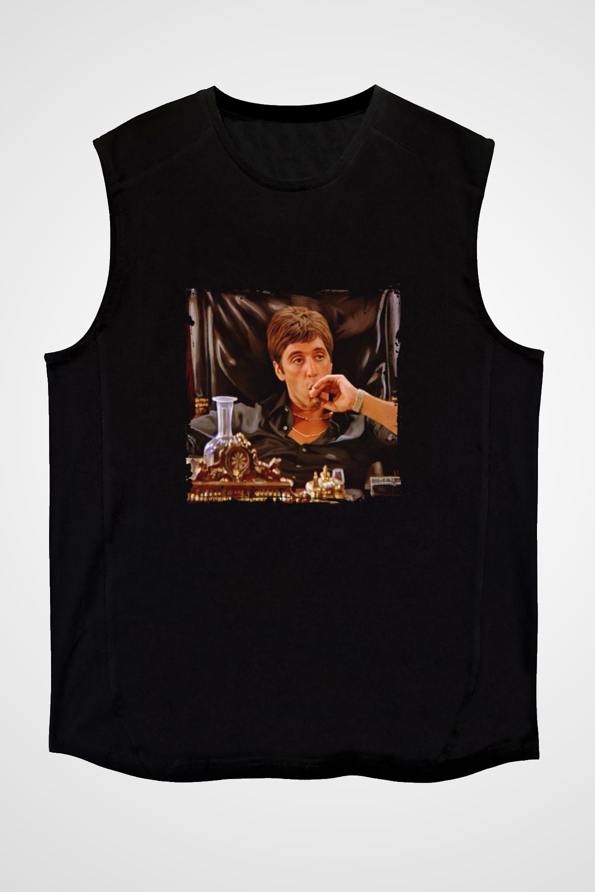 Al Pacino Baskılı Unisex Siyah Kolsuz Tişört