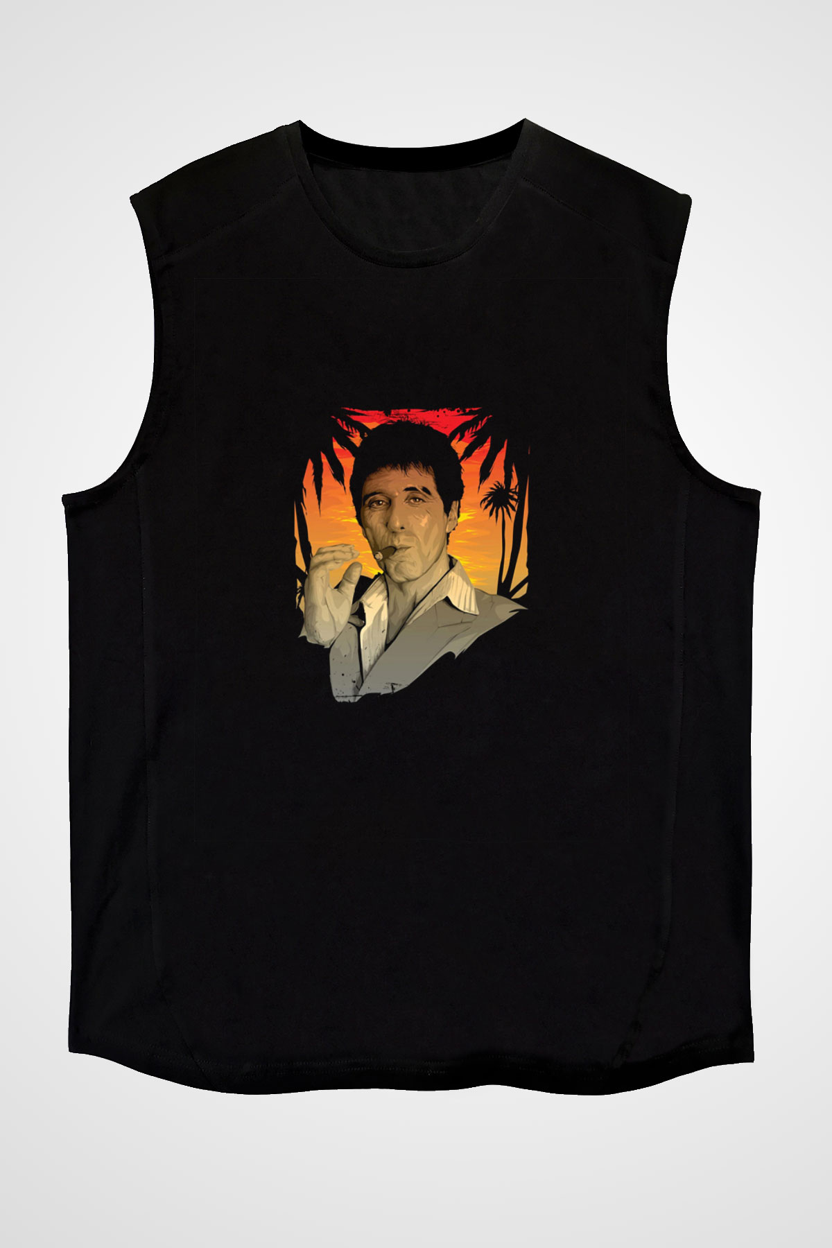 Al Pacino Baskılı Unisex Siyah Kolsuz Tişört