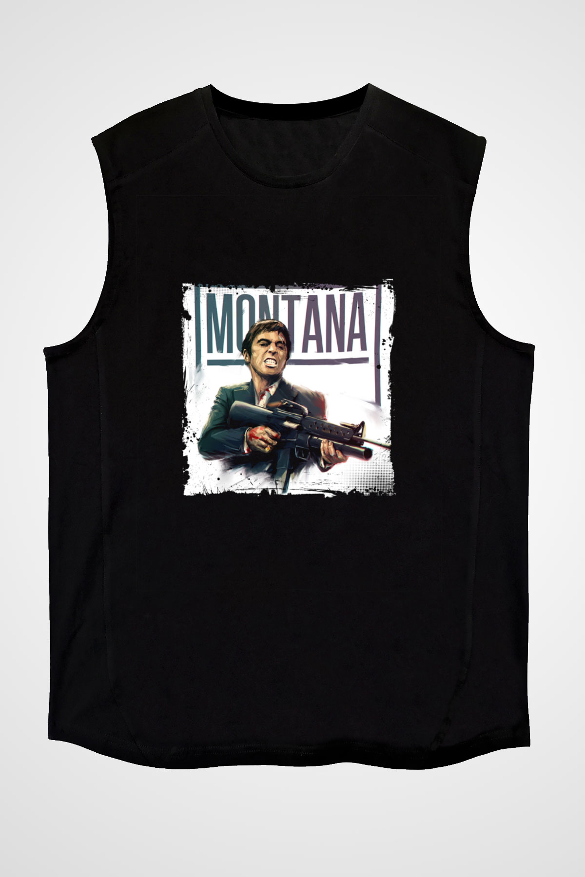Al Pacino Baskılı Unisex Siyah Kolsuz Tişört