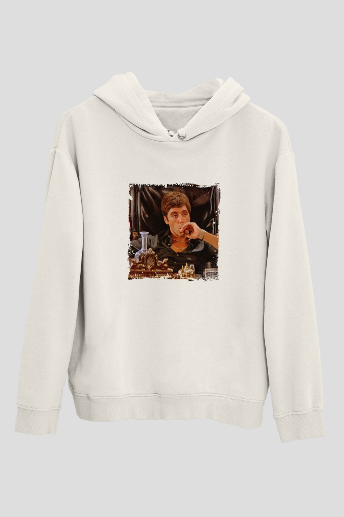 Al Pacino Unisex Baskılı Beyaz Kapüşonlu Sweatshirt