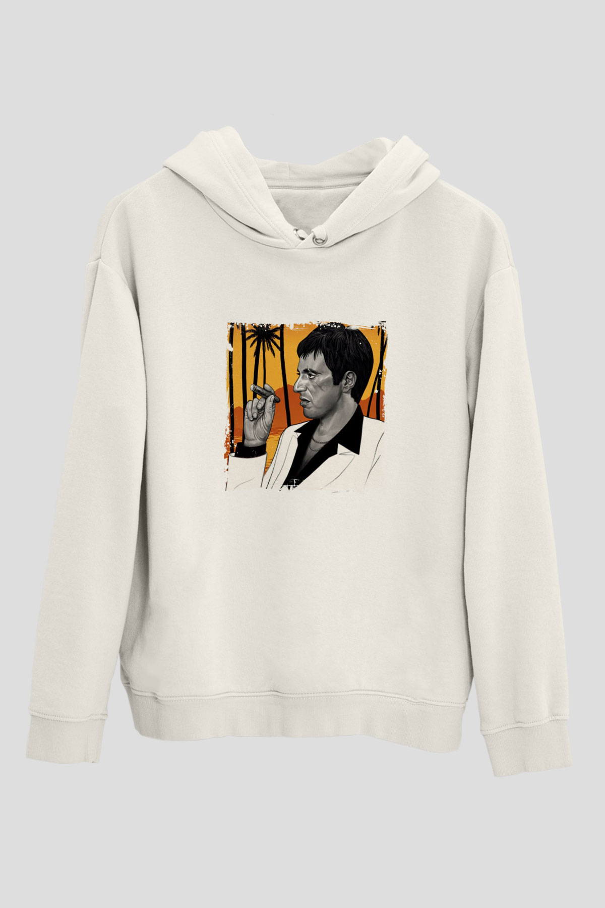 Al Pacino Unisex Baskılı Beyaz Kapüşonlu Sweatshirt