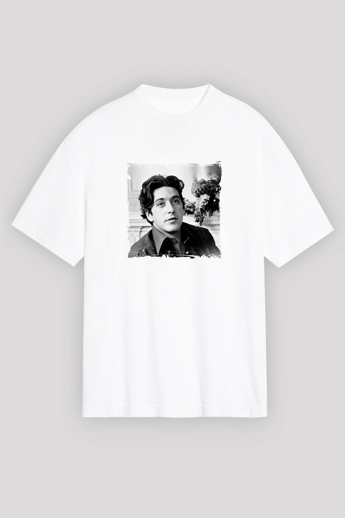 Al Pacino Oversize Baskılı Beyaz Tişört