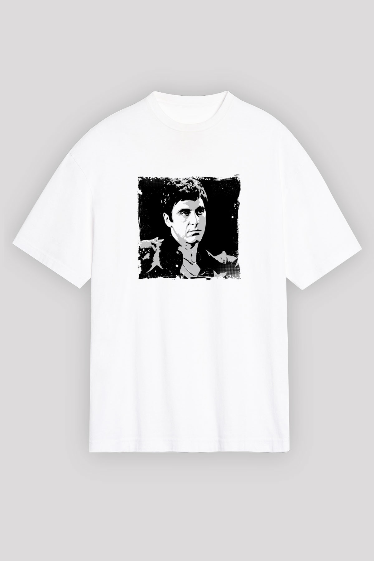 Al Pacino Oversize Baskılı Beyaz Tişört