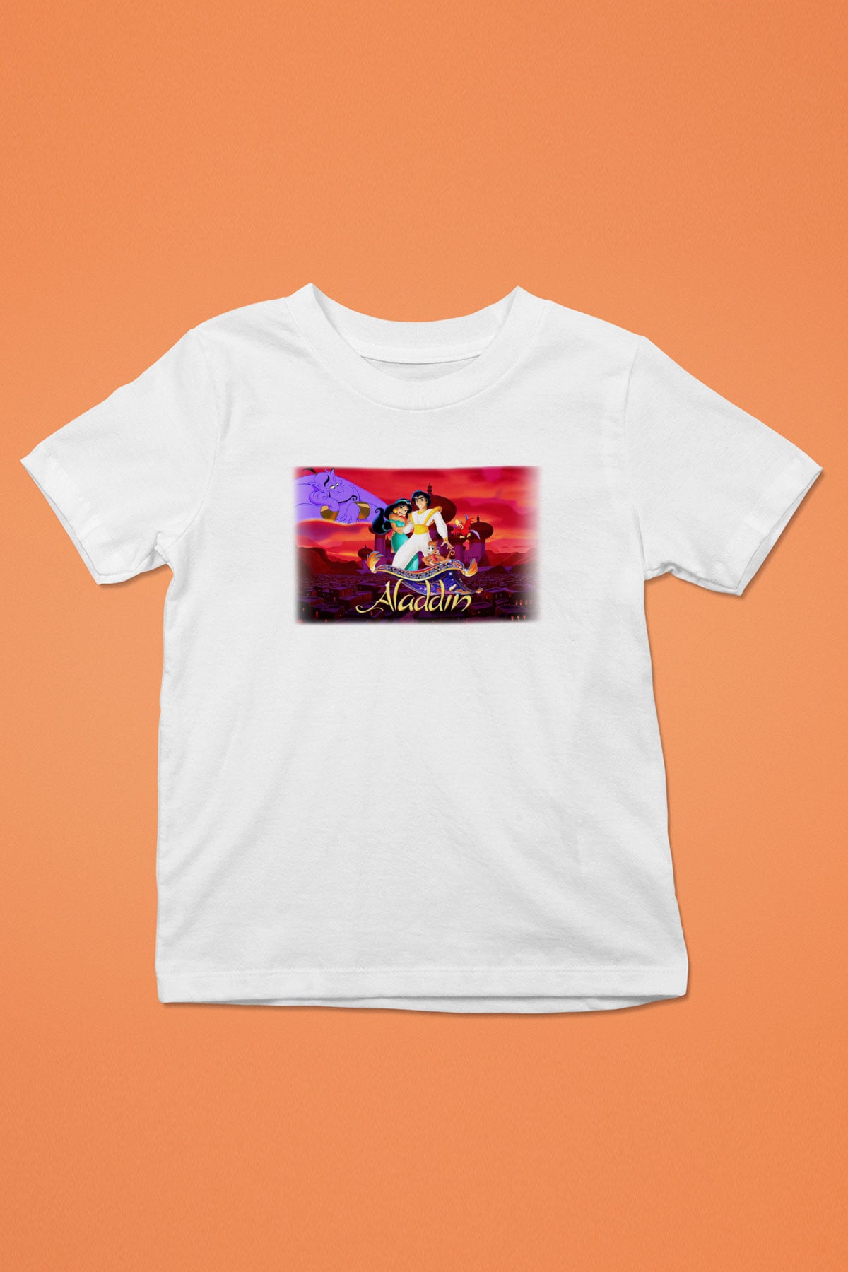 Aladdin Baskılı Beyaz Unisex Çocuk Tişört