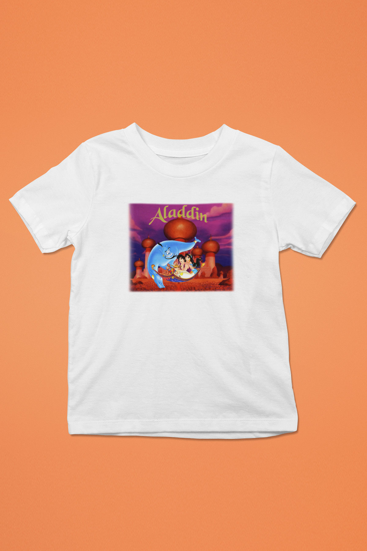 Aladdin Baskılı Beyaz Unisex Çocuk Tişört