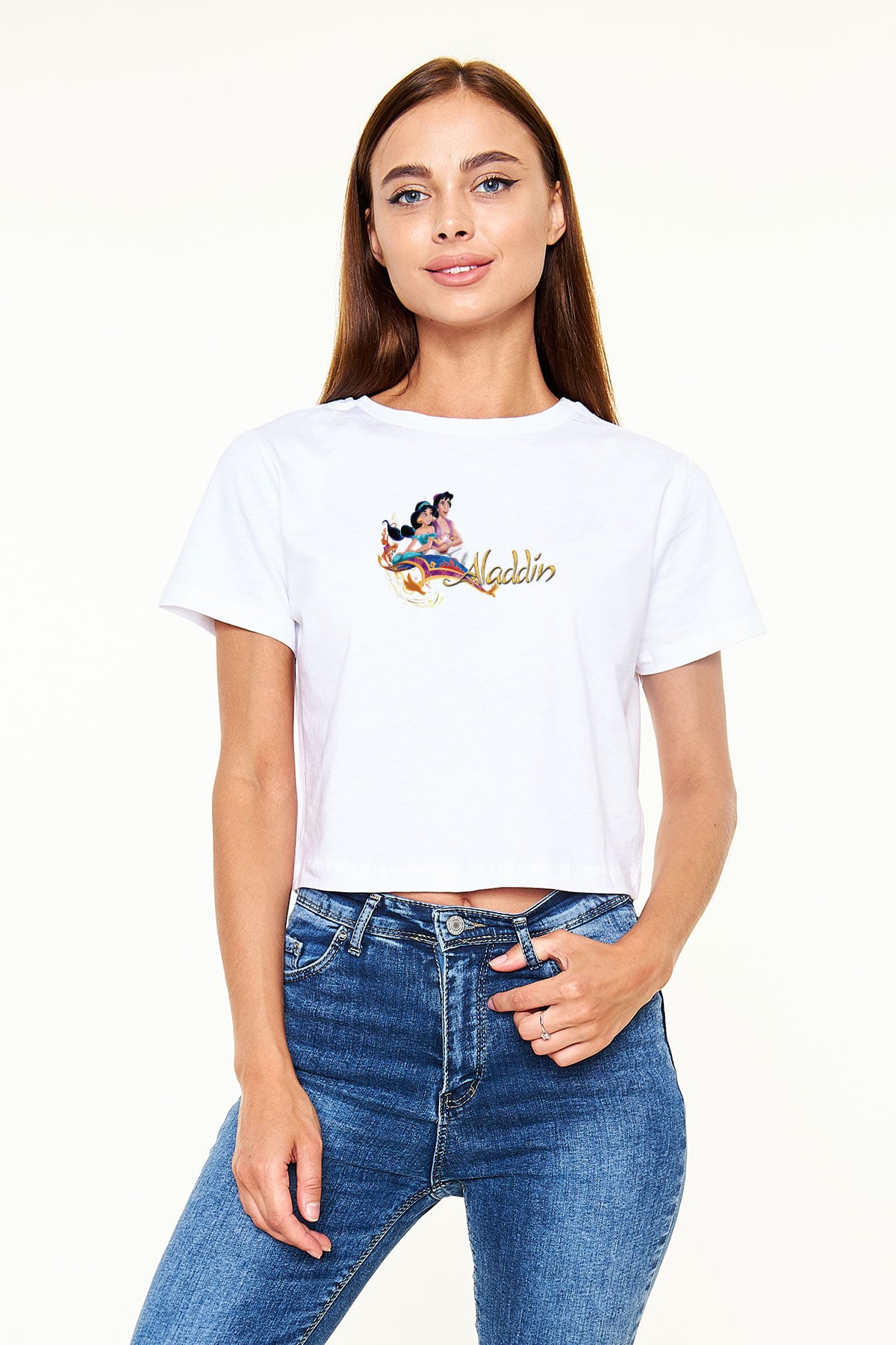 Aladdin Beyaz  Crop Top Tişört