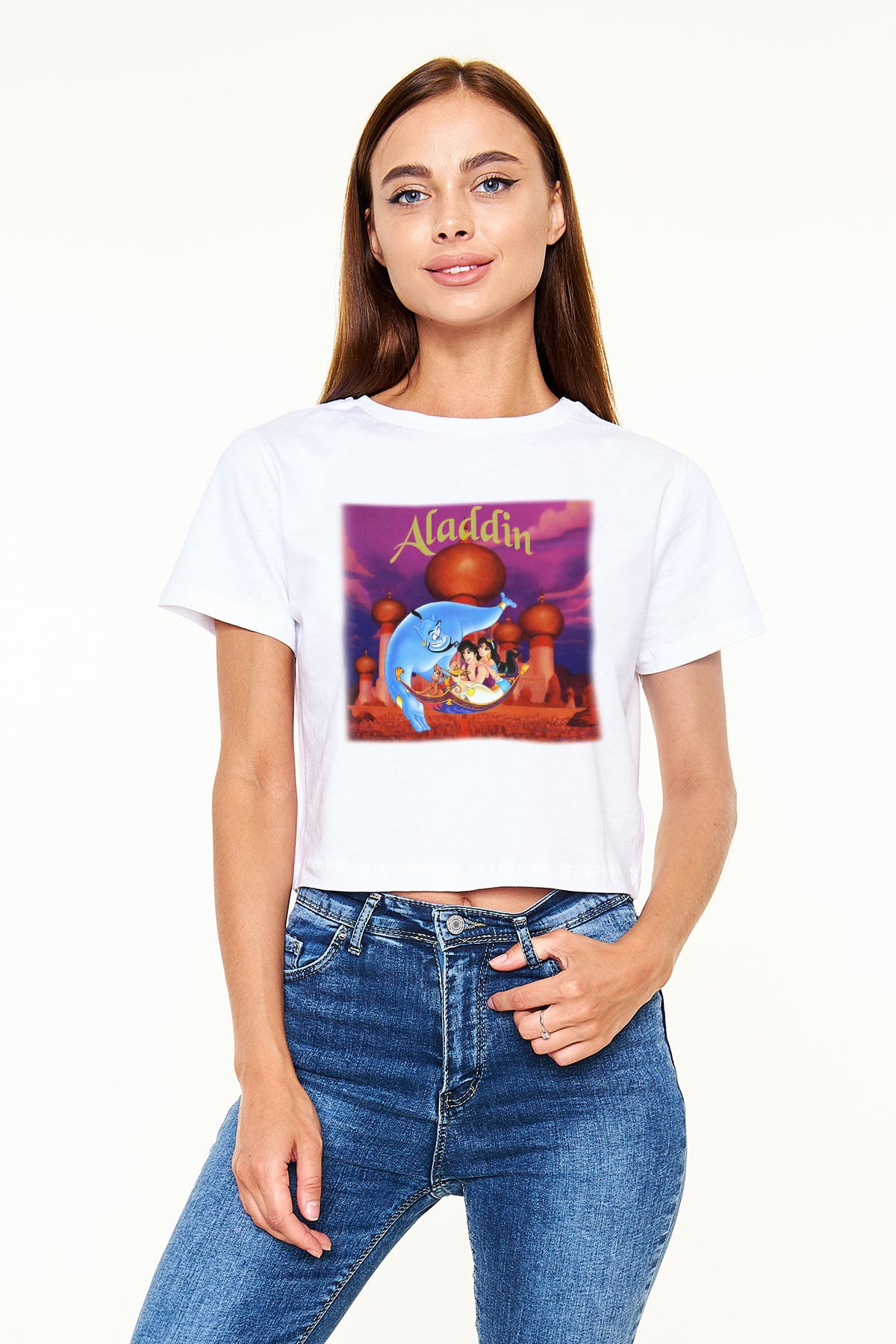 Aladdin Beyaz Croptop Tişört