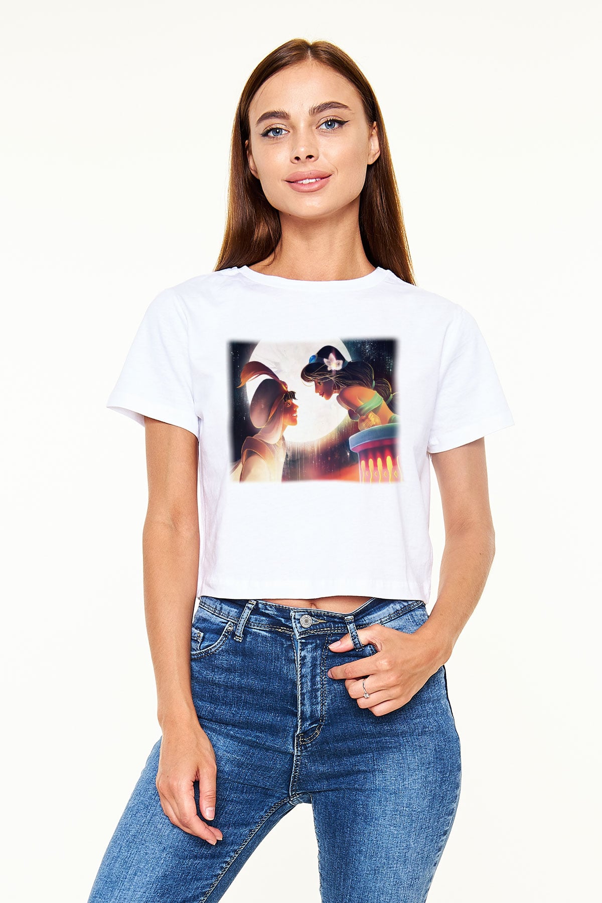 Aladdin Beyaz Croptop Tişört