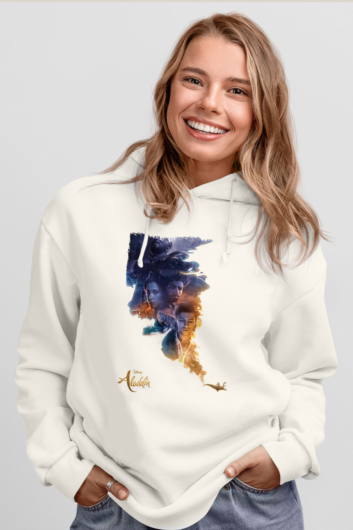 Aladdin Beyaz Unisex Hoodie