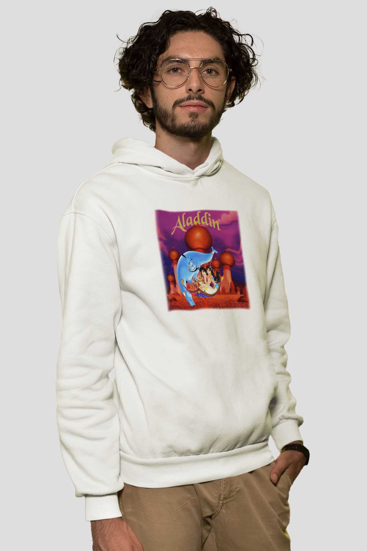 Aladdin Beyaz Unisex Hoodie