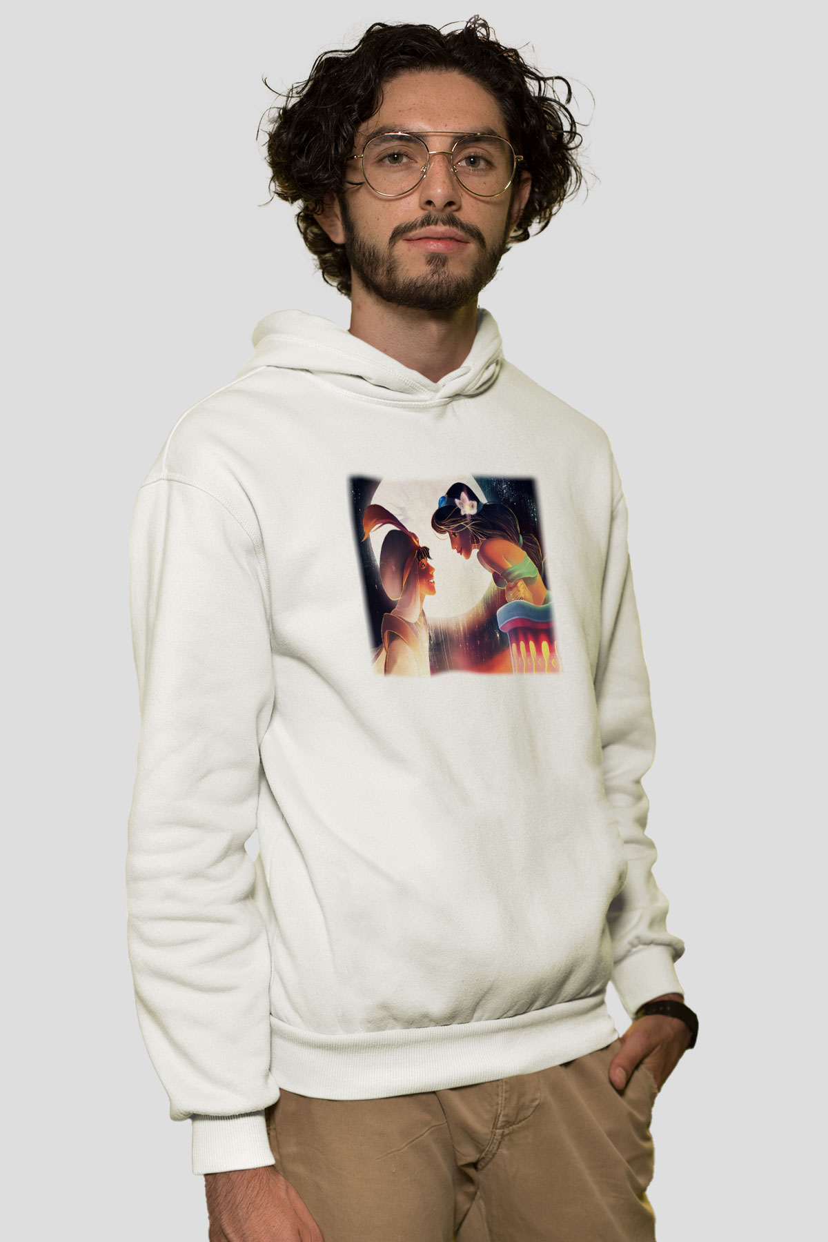 Aladdin Beyaz Unisex Hoodie