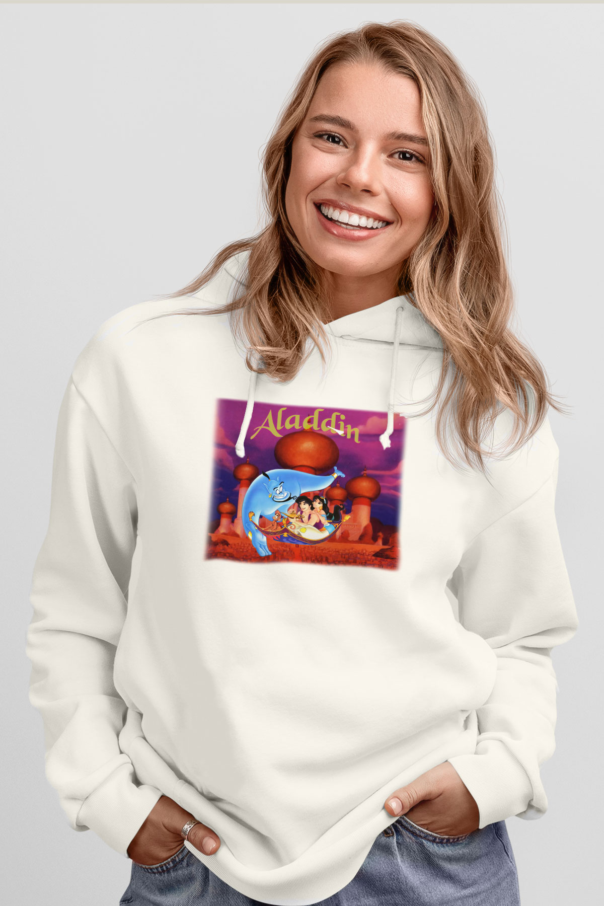 Aladdin Beyaz Unisex Hoodie