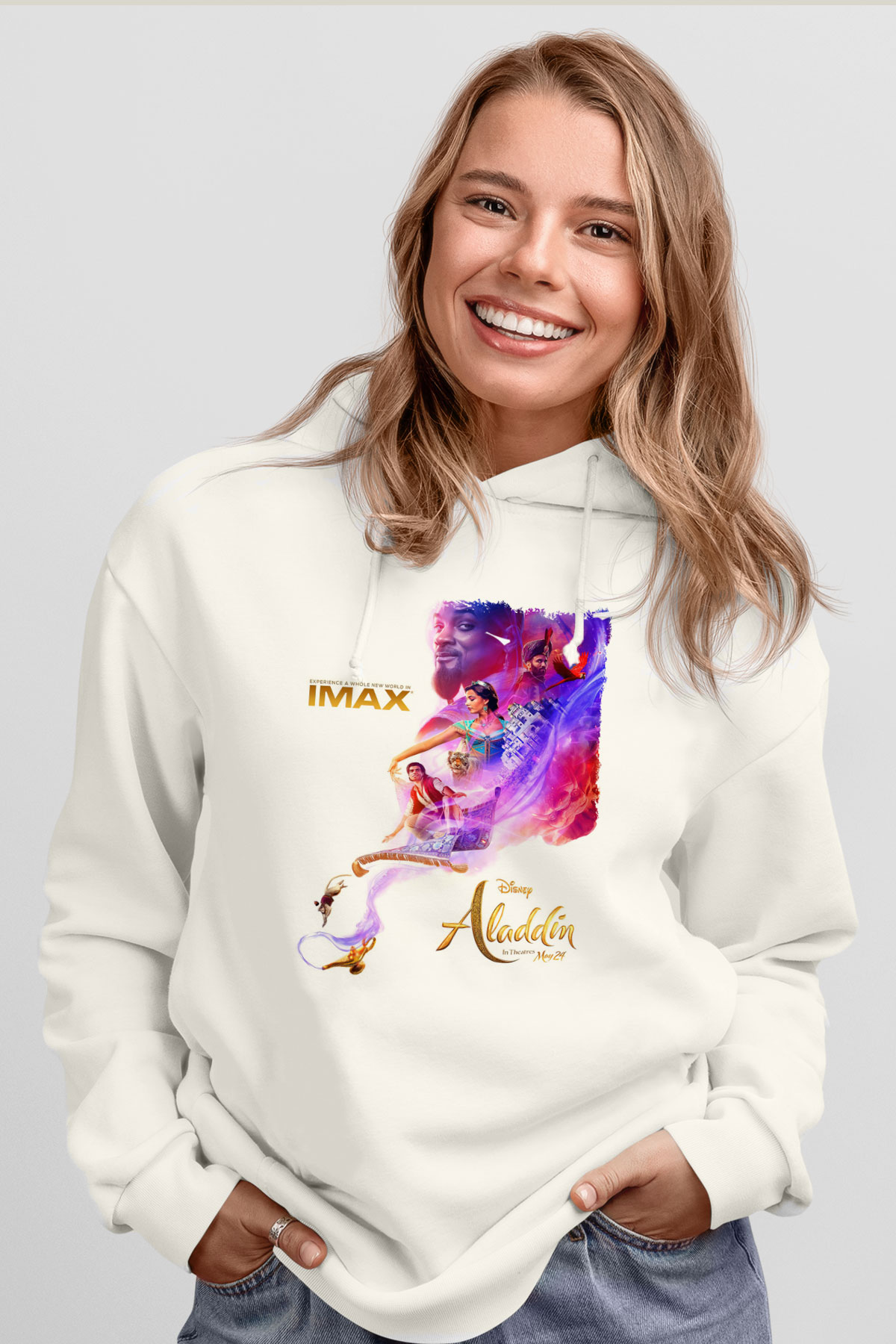 Aladdin Beyaz Unisex Hoodie