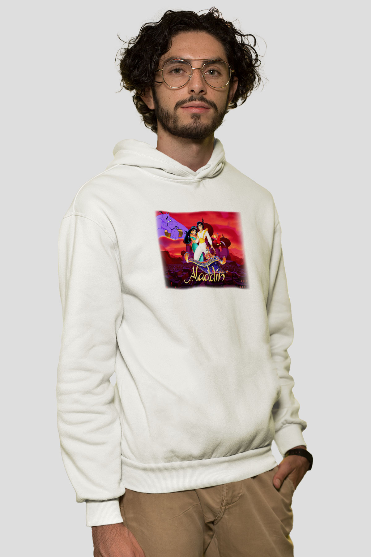 Aladdin Beyaz Unisex Hoodie