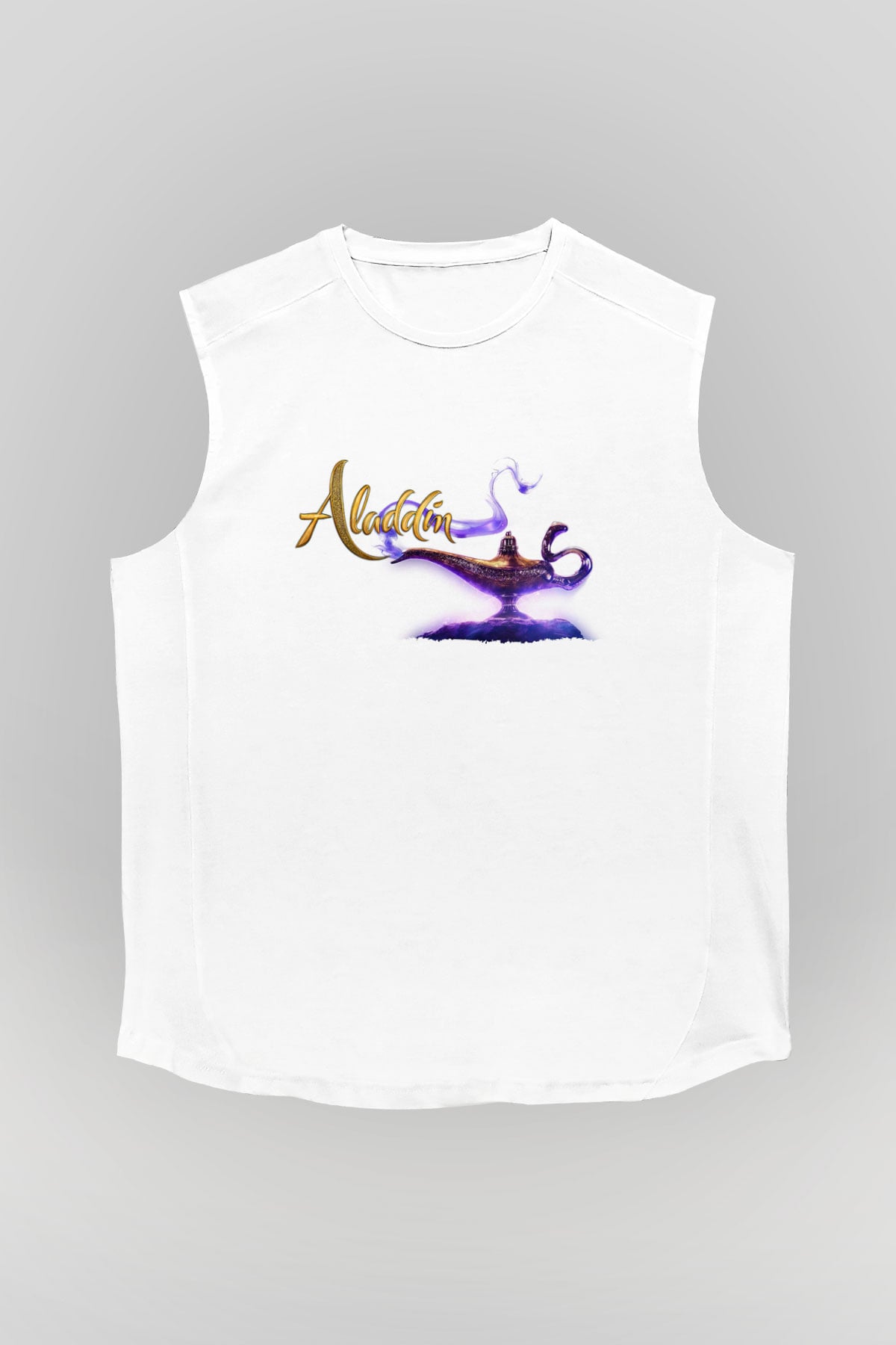 Aladdin Beyaz Unisex Kolsuz Tişört