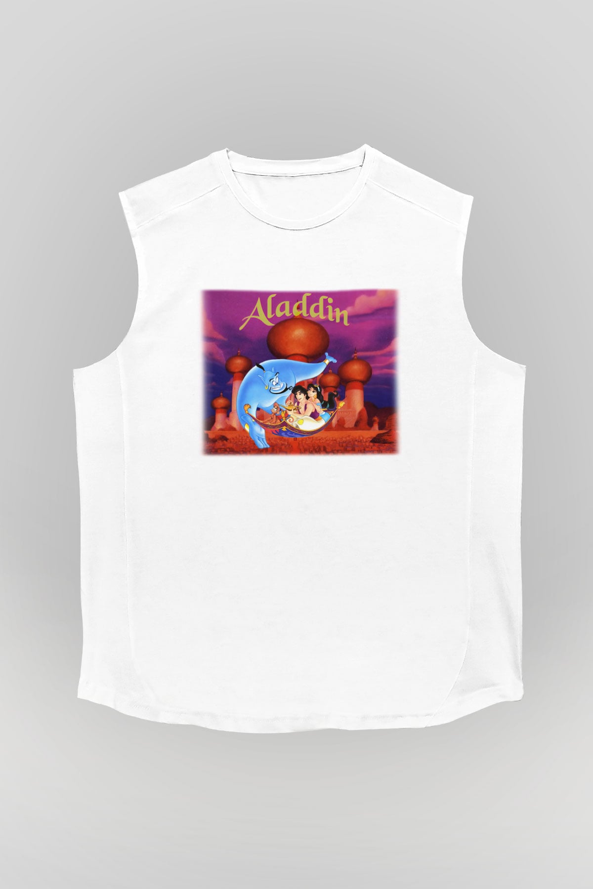 Aladdin Beyaz Unisex Kolsuz Tişört