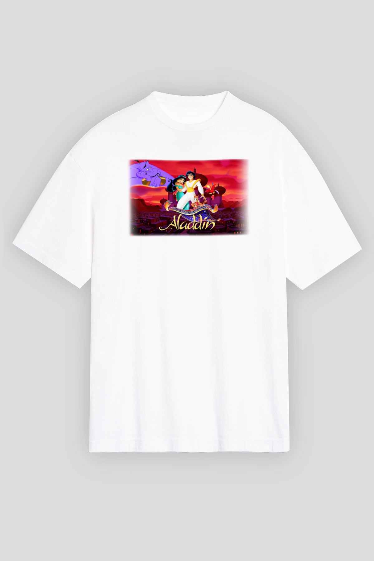 Aladdin Beyaz Unisex Oversize Tişört T-Shirt