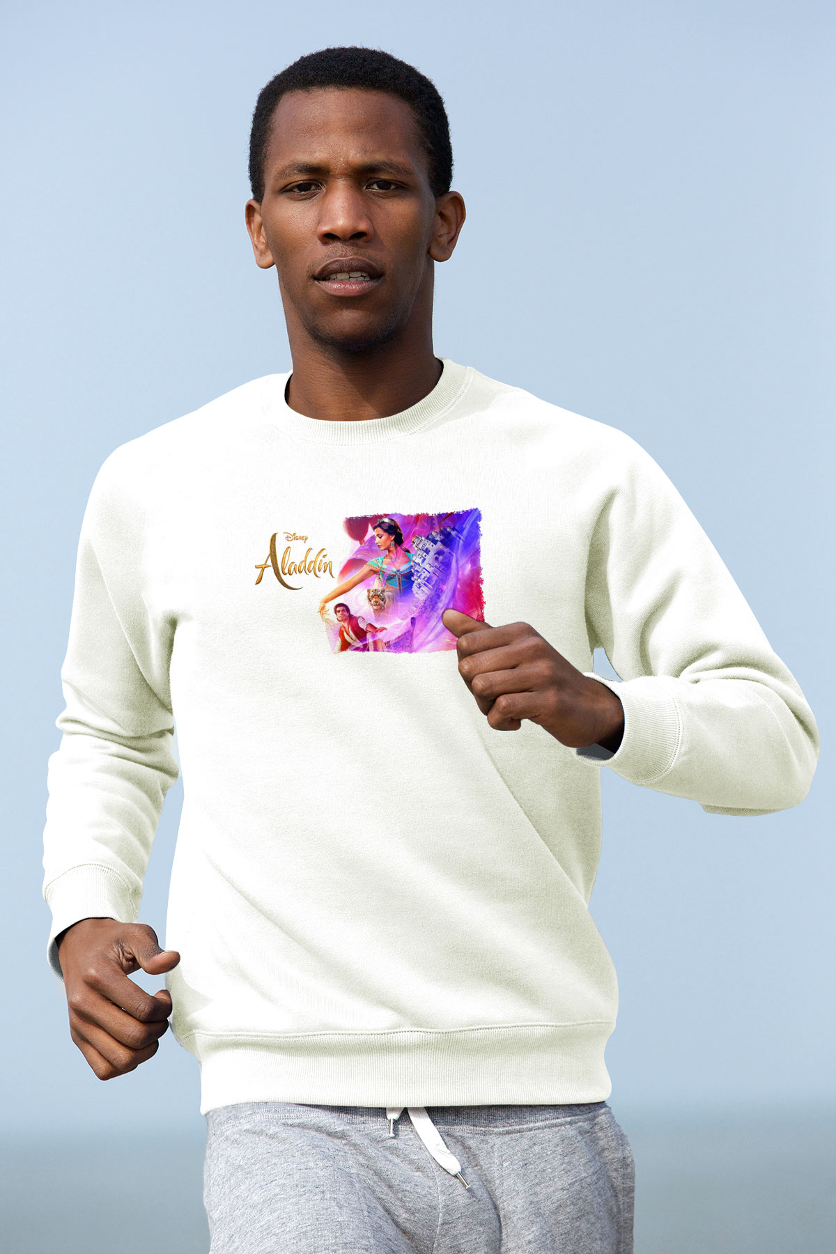 Aladdin Beyaz Unisex Sweatshirt