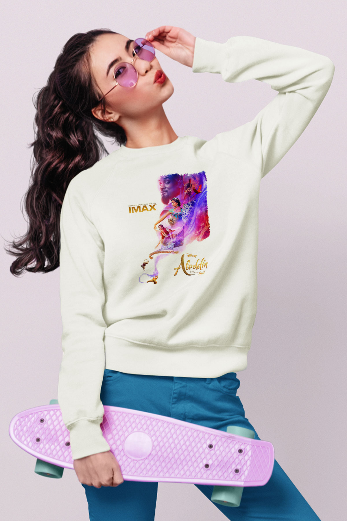 Aladdin Beyaz Unisex Sweatshirt