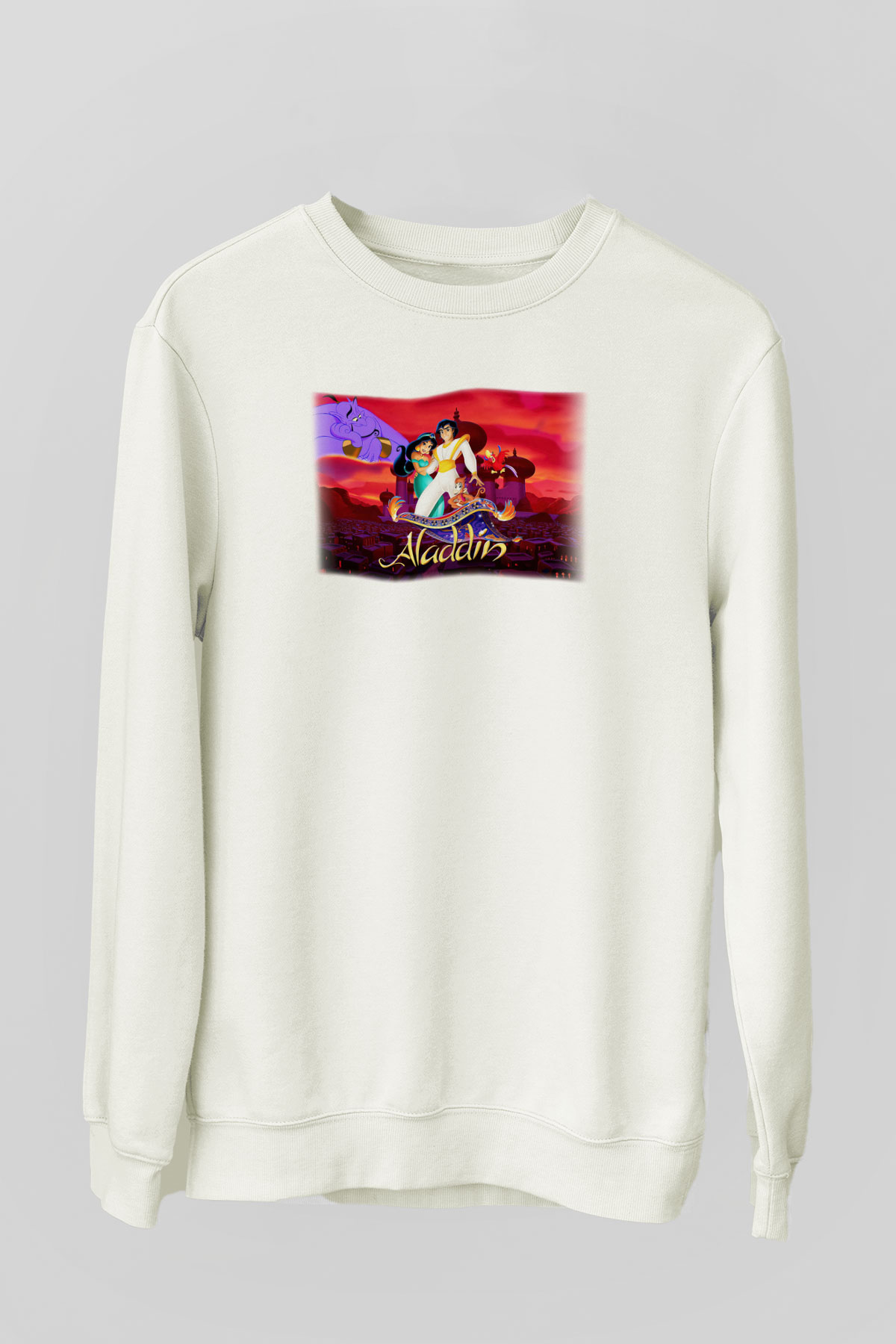 Aladdin Beyaz Unisex Sweatshirt