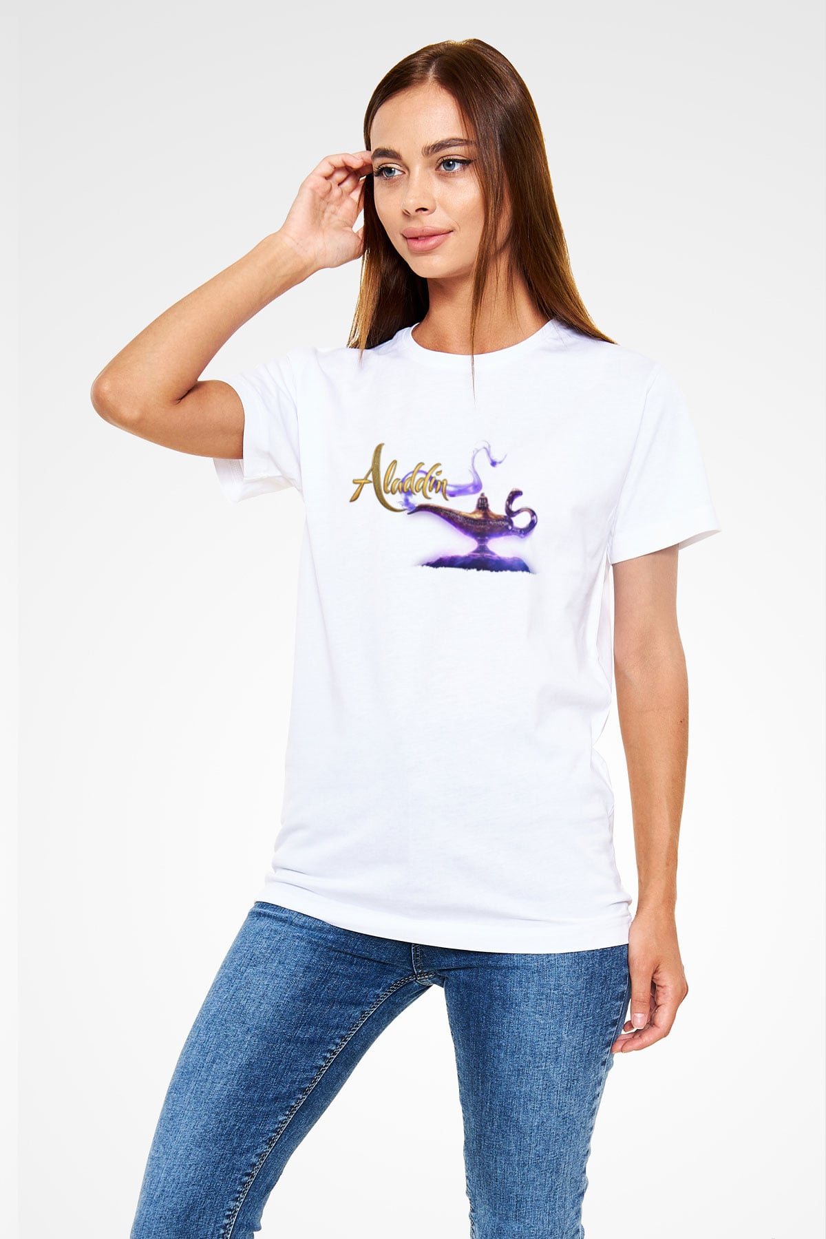 Aladdin Beyaz Unisex Tişört T-Shirt