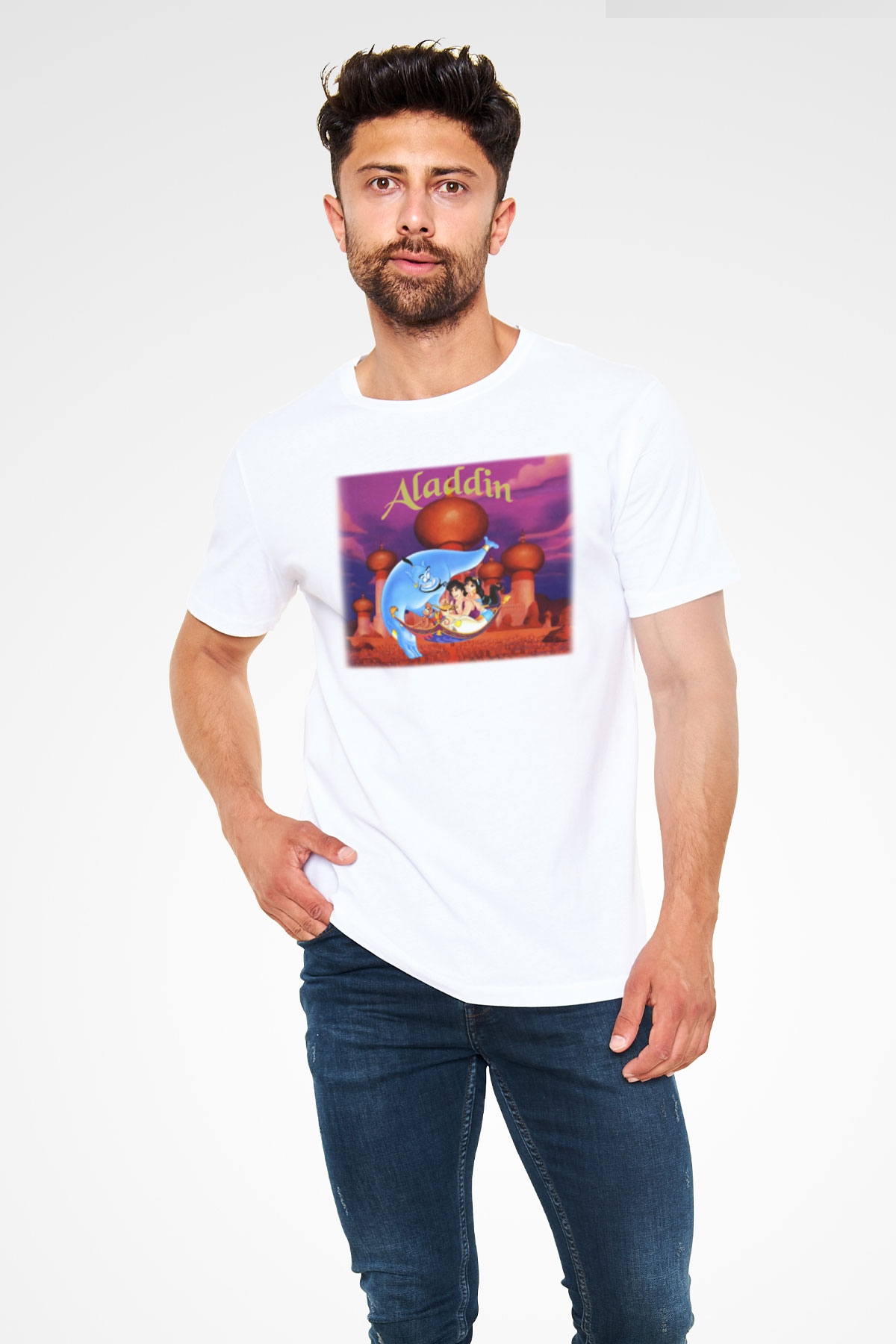 Aladdin Beyaz Unisex Tişört T-Shirt