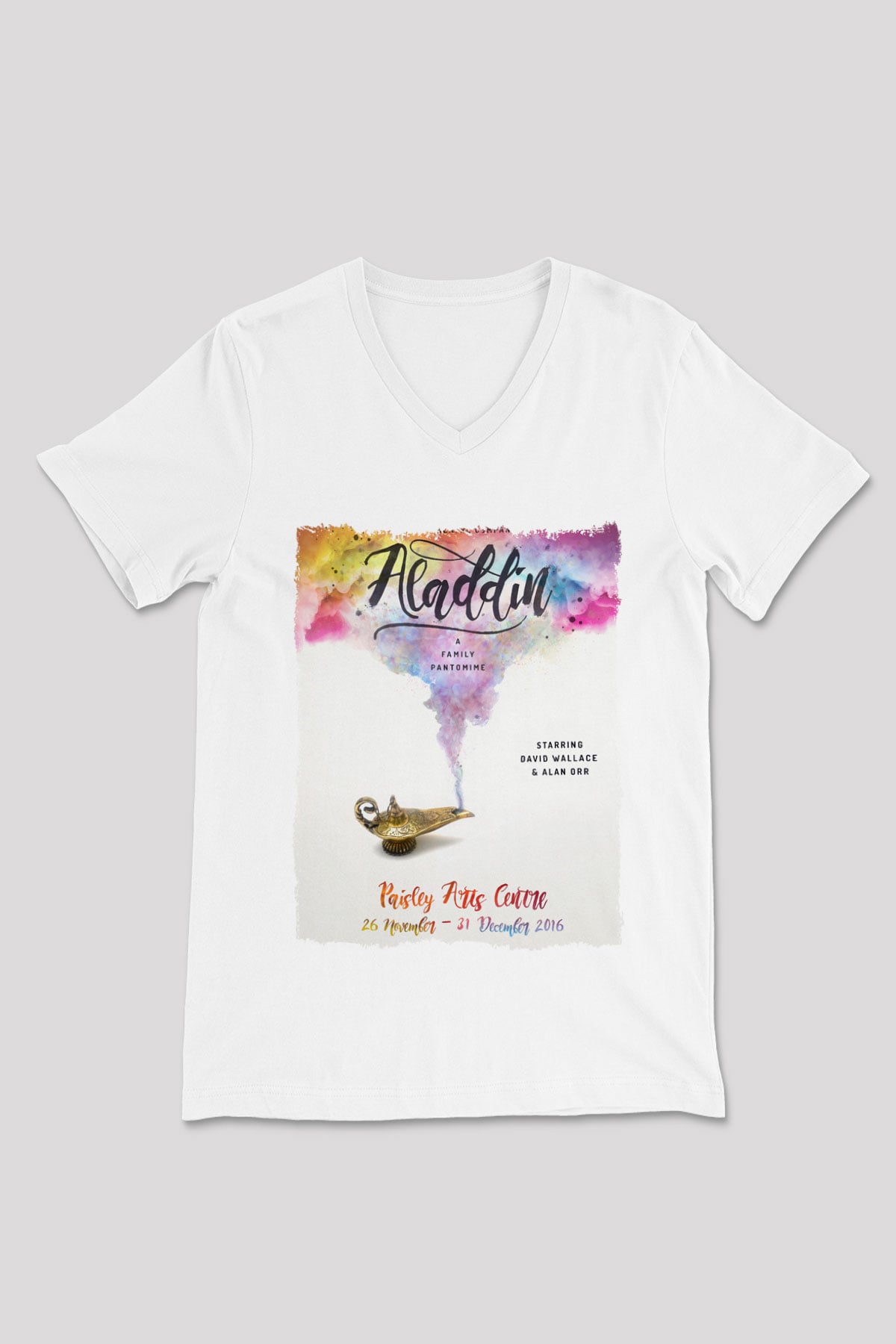 Aladdin Beyaz Unisex V Yaka Tişört