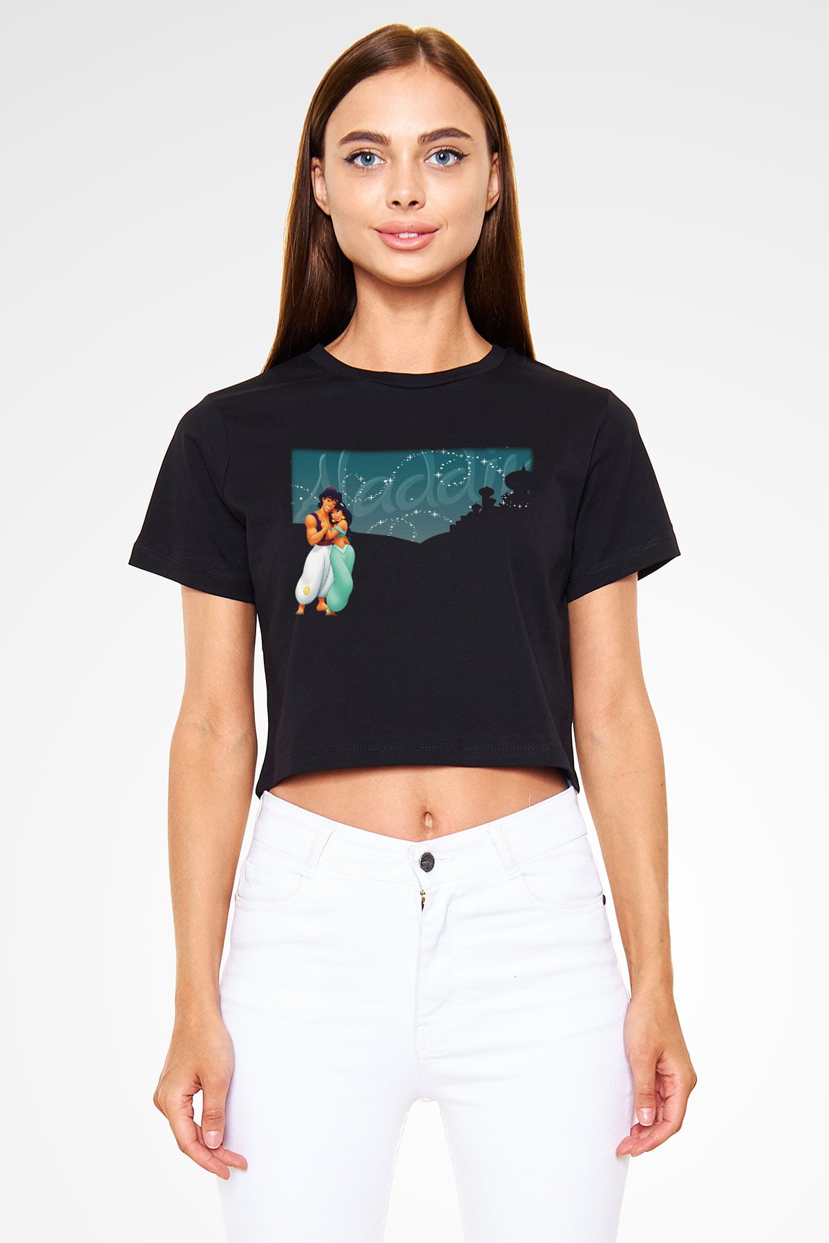Aladdin Siyah Crop Top Tişört