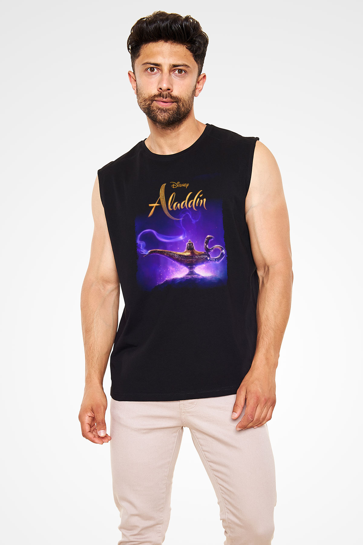 Aladdin Siyah Unisex Kolsuz Tişört